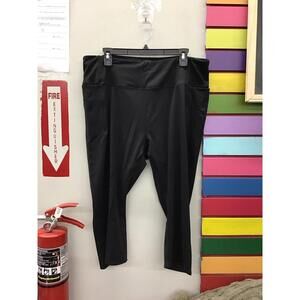 Joy mangano crop black athletic leggings w pockets 1X new from HSN